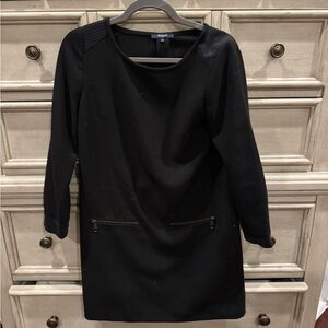 Madewell Black Long Sleeve Dress with Zipper Accents